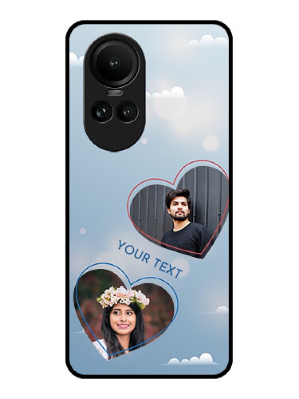 Custom Oppo Reno 10 Pro 5G Custom Glass Mobile Case - Blue Color Couple Design