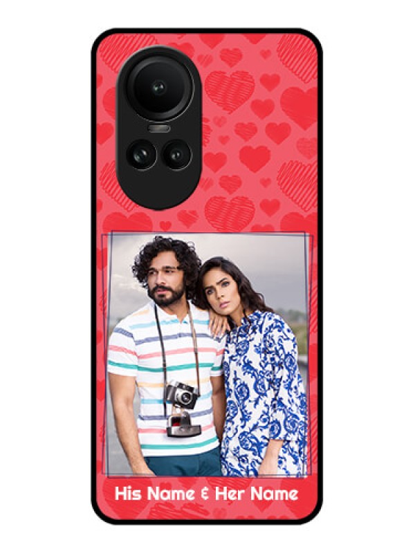 Custom Oppo Reno 10 Pro 5G Photo Printing on Glass Case - with Red Heart Symbols Design
