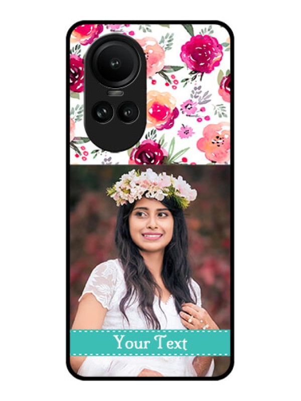 Custom Oppo Reno 10 Pro 5G Custom Glass Phone Case - Watercolor Floral Design