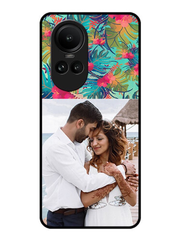 Custom Oppo Reno 10 Pro 5G Photo Printing on Glass Case - Watercolor Floral Design