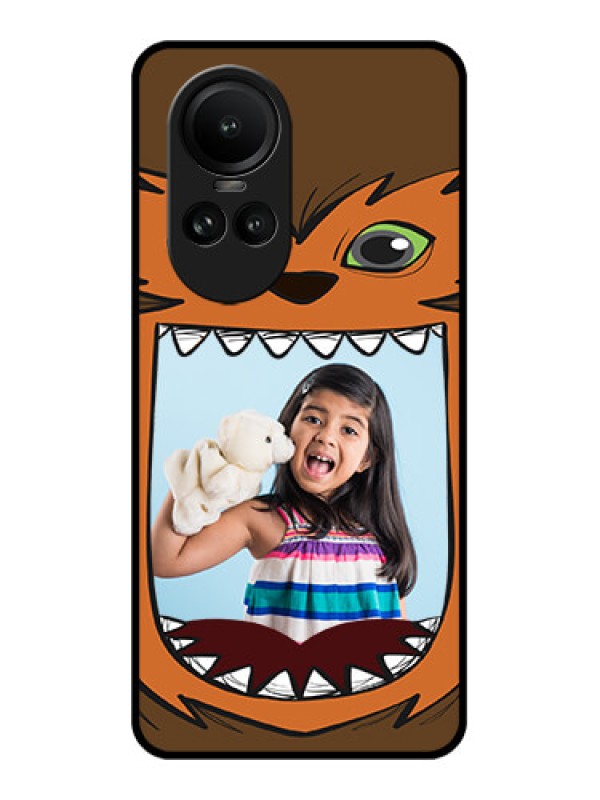 Custom Oppo Reno 10 Pro 5G Photo Printing on Glass Case - Owl Monster Back Case Design