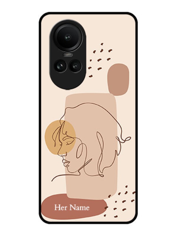 Custom Oppo Reno 10 Pro 5G Photo Printing on Glass Case - Calm Woman line art Design