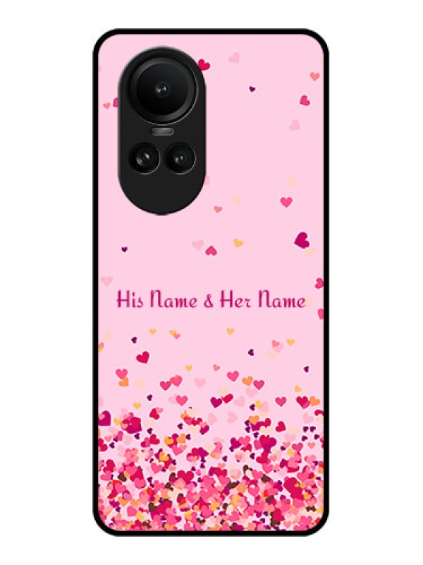 Custom Oppo Reno 10 Pro 5G Photo Printing on Glass Case - Floating Hearts Design