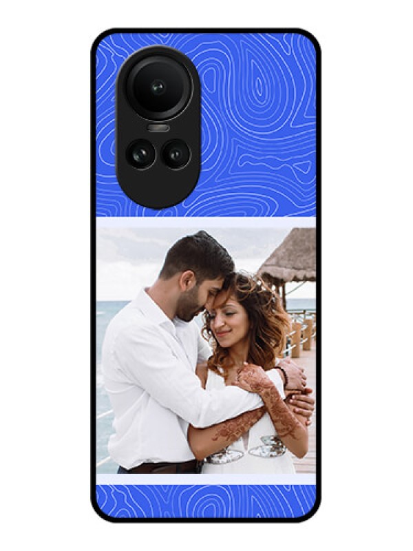 Custom Oppo Reno 10 Pro 5G Custom Glass Mobile Case - Curved line art with blue and white Design