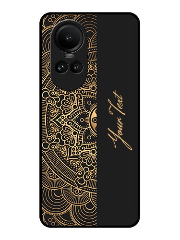 Custom Oppo Reno 10 Pro 5G Photo Printing on Glass Case - Mandala art with custom text Design