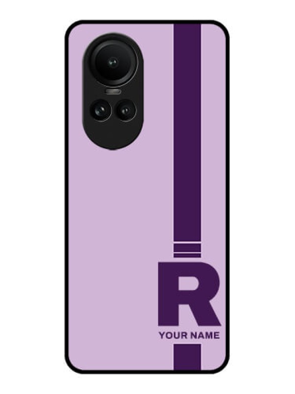 Custom Oppo Reno 10 Pro 5G Photo Printing on Glass Case - Simple dual tone stripe with name Design
