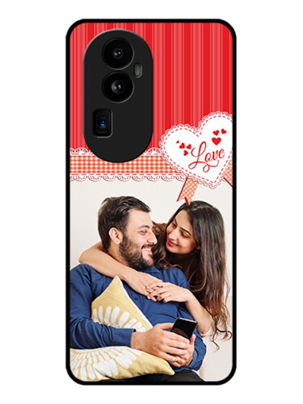 Custom Oppo Reno 10 Pro Plus 5G Custom Glass Mobile Case - Red Love Pattern Design
