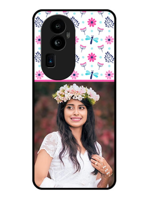 Custom Oppo Reno 10 Pro Plus 5G Photo Printing on Glass Case - Colorful Flower Design