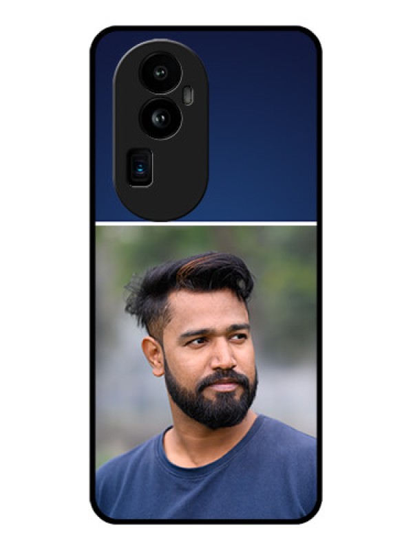 Custom Oppo Reno 10 Pro Plus 5G Personalized Glass Phone Case - Simple Royal Blue Design
