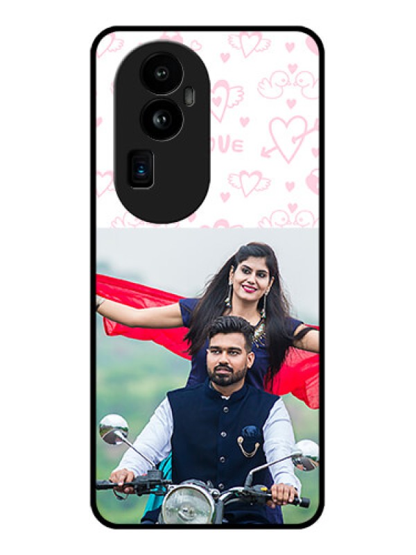 Custom Oppo Reno 10 Pro Plus 5G Custom Glass Mobile Case - Pink Flying Heart Design