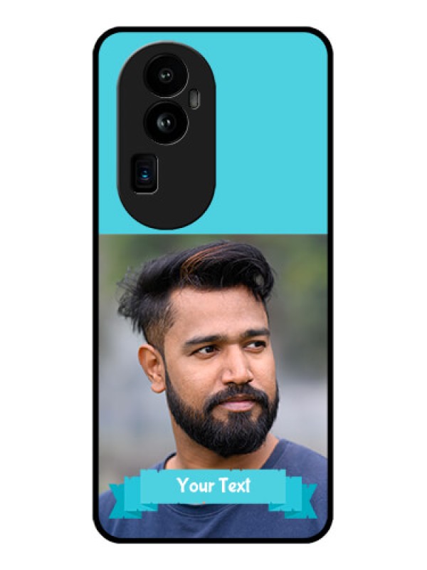Custom Oppo Reno 10 Pro Plus 5G Personalized Glass Phone Case - Simple Blue Color Design