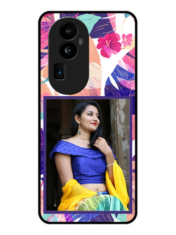 Custom Oppo Reno 10 Pro Plus 5G Custom Glass Mobile Case - Abstract Floral Design