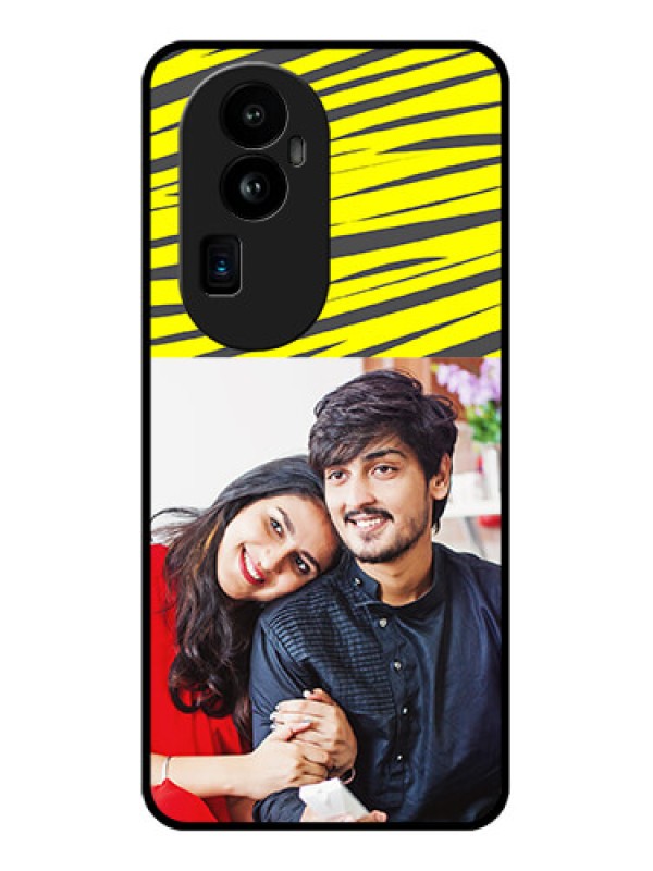 Custom Oppo Reno 10 Pro Plus 5G Photo Printing on Glass Case - Yellow Abstract Design