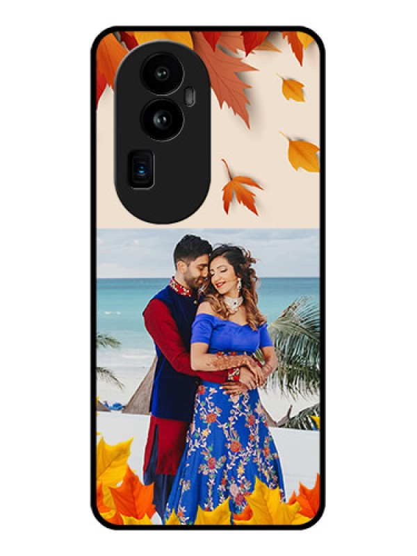Custom Oppo Reno 10 Pro Plus 5G Photo Printing on Glass Case - Autumn Maple Leaves Design