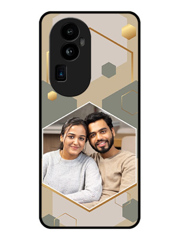 Custom Oppo Reno 10 Pro Plus 5G Photo Printing on Glass Case - Stylish Hexagon Pattern Design
