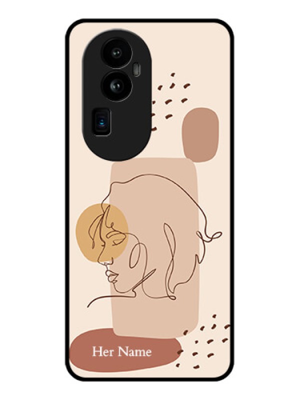 Custom Oppo Reno 10 Pro Plus 5G Photo Printing on Glass Case - Calm Woman line art Design