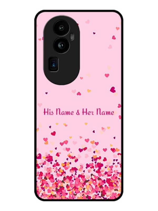 Custom Oppo Reno 10 Pro Plus 5G Photo Printing on Glass Case - Floating Hearts Design
