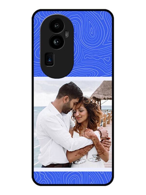 Custom Oppo Reno 10 Pro Plus 5G Custom Glass Mobile Case - Curved line art with blue and white Design