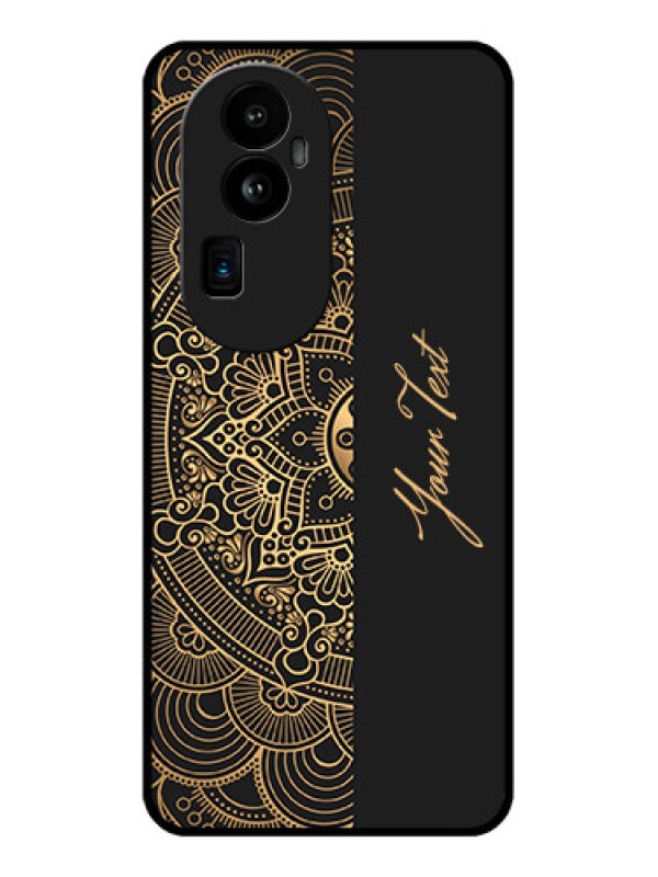 Custom Oppo Reno 10 Pro Plus 5G Photo Printing on Glass Case - Mandala art with custom text Design