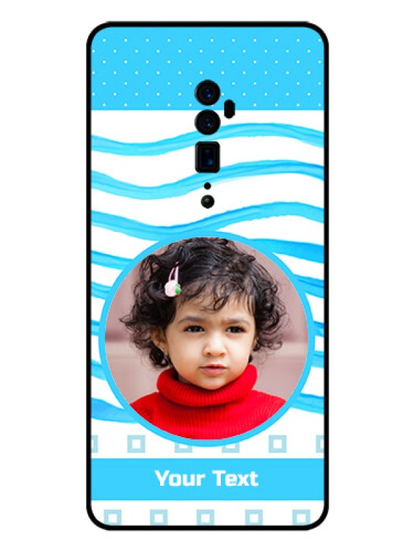 Custom Reno 10x zoom Custom Glass Phone Case  - Simple Blue Case Design