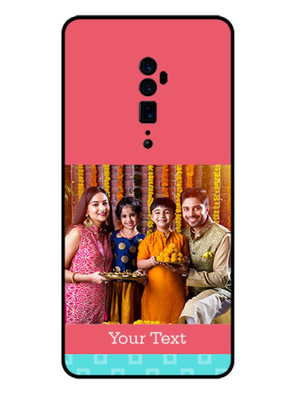 Custom Reno 10x zoom Personalized Glass Phone Case  - Peach & Blue Color Design