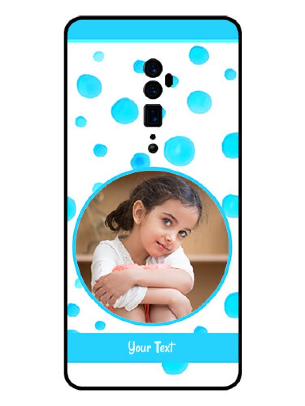 Custom Reno 10x zoom Photo Printing on Glass Case  - Blue Bubbles Pattern Design