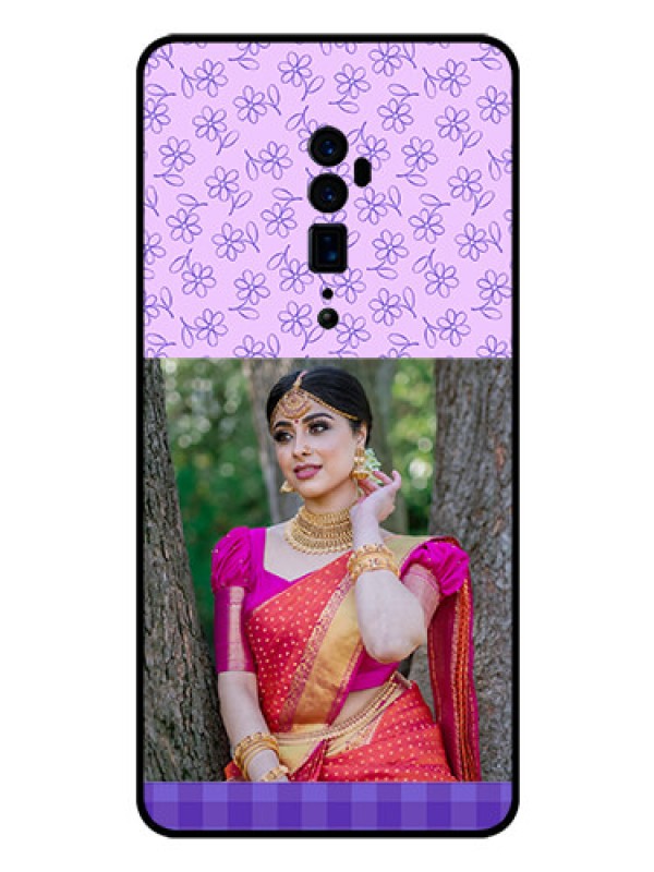 Custom Reno 10x zoom Custom Glass Phone Case  - Purple Floral Design