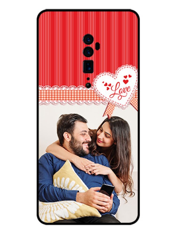 Custom Reno 10x zoom Custom Glass Mobile Case  - Red Love Pattern Design