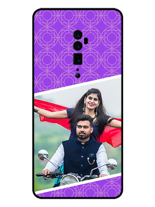Custom Reno 10x zoom Custom Glass Phone Case  - Violet Pattern Design