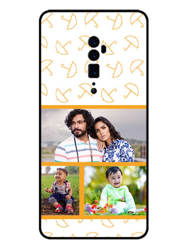 Custom Reno 10x zoom Custom Glass Mobile Case  - Yellow Pattern Design