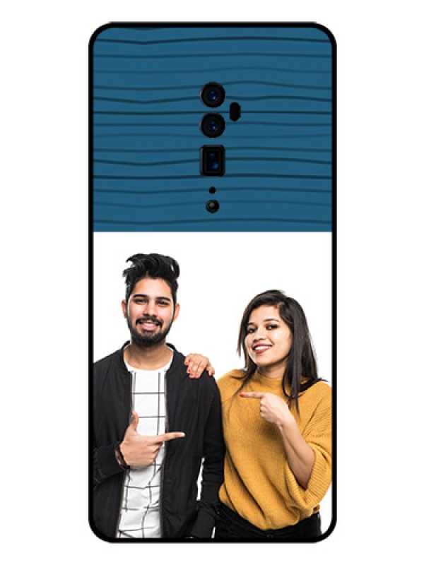 Custom Reno 10x zoom Custom Glass Phone Case  - Blue Pattern Cover Design