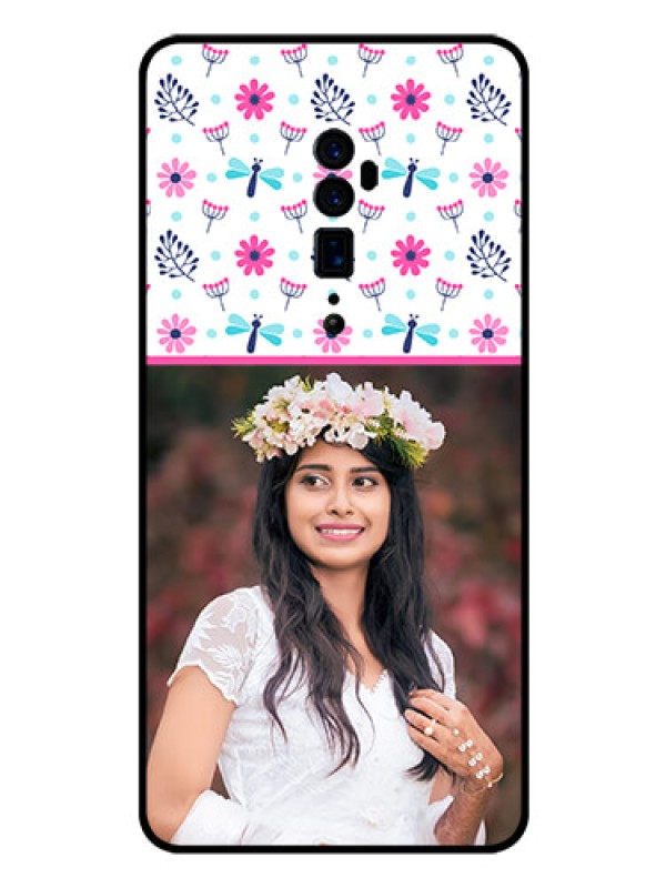 Custom Reno 10x zoom Photo Printing on Glass Case  - Colorful Flower Design