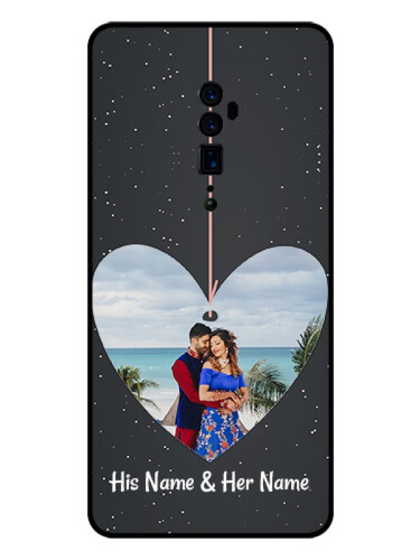 Custom Reno 10x zoom Custom Glass Phone Case  - Hanging Heart Design