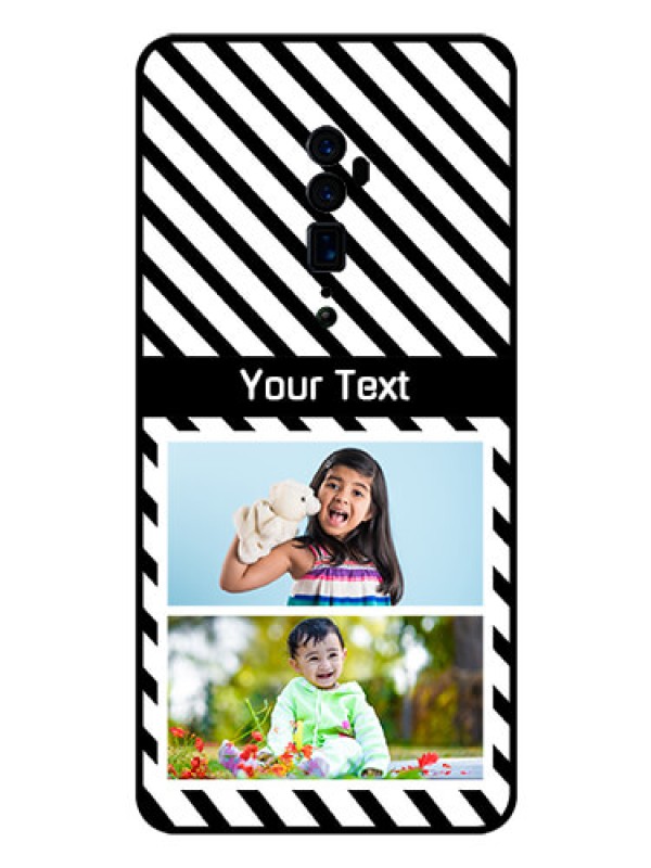Custom Reno 10x zoom Photo Printing on Glass Case  - Black And White Stripes Design