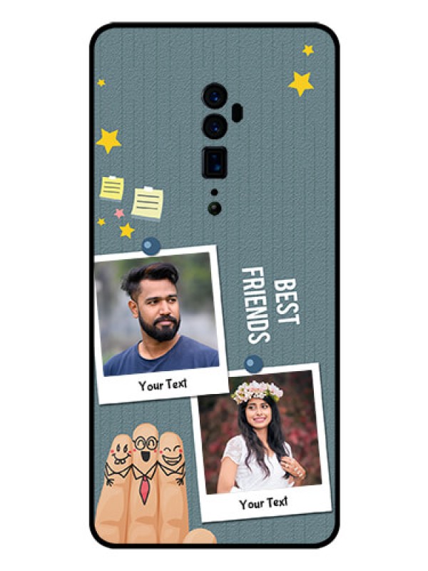 Custom Reno 10x zoom Personalized Glass Phone Case  - Sticky Frames and Friendship Design