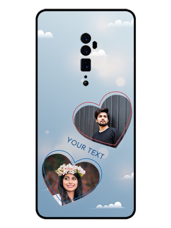 Custom Reno 10x zoom Custom Glass Mobile Case  - Blue Color Couple Design 