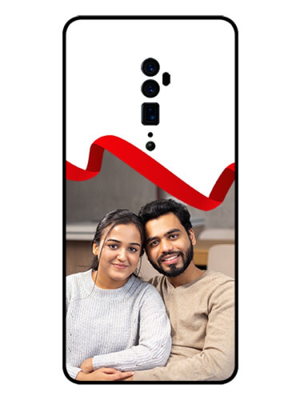 Custom Reno 10x zoom Photo Printing on Glass Case  - Red Ribbon Frame Design