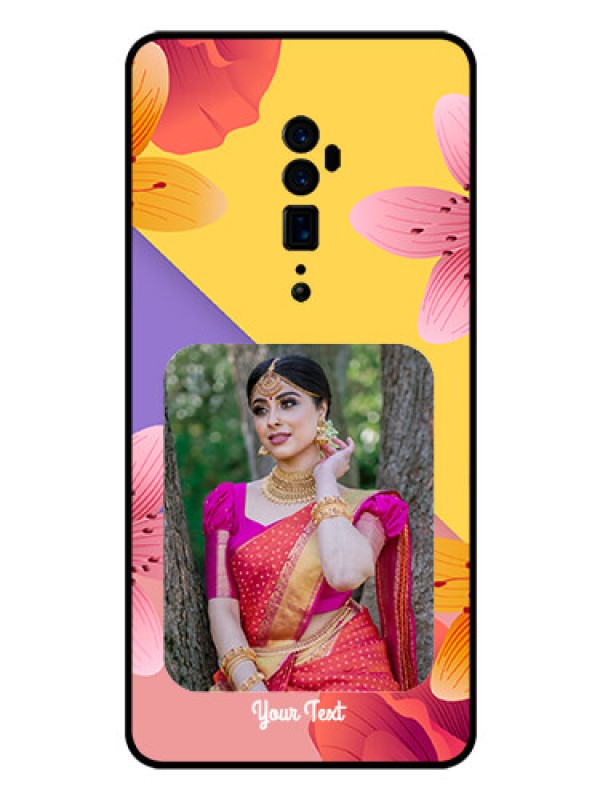 Custom Reno 10x zoom Custom Glass Mobile Case  - 3 Image With Vintage Floral Design
