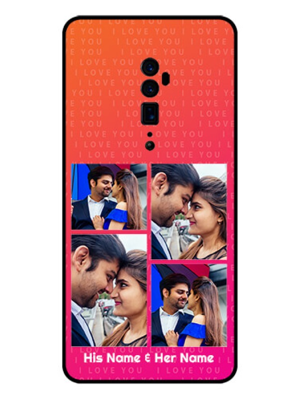 Custom Reno 10x zoom Custom Glass Phone Case  - I Love You Pink Design