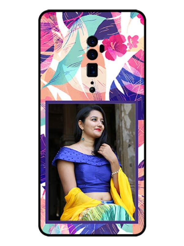 Custom Reno 10x zoom Custom Glass Mobile Case  - Abstract Floral Design