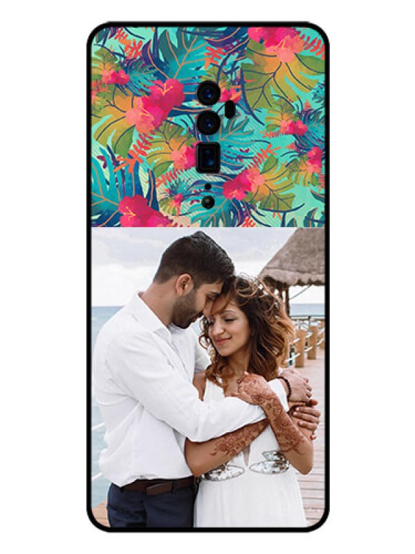 Custom Reno 10x zoom Photo Printing on Glass Case  - Watercolor Floral Design