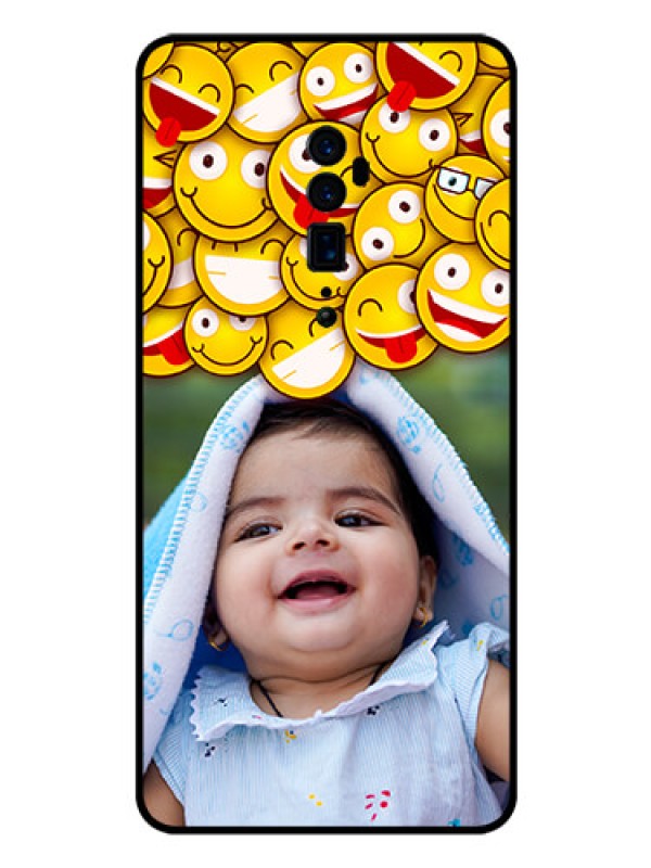 Custom Reno 10x zoom Custom Glass Mobile Case  - with Smiley Emoji Design