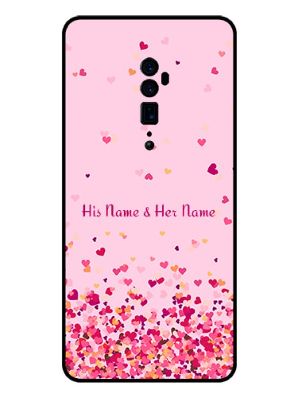 Custom Oppo Reno 10X Zoom Photo Printing on Glass Case - Floating Hearts Design