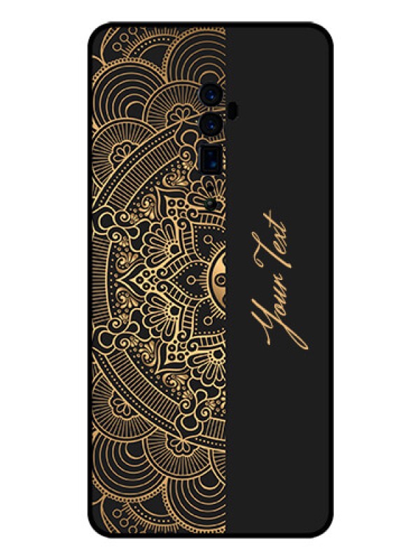 Custom Oppo Reno 10X Zoom Photo Printing on Glass Case - Mandala art with custom text Design