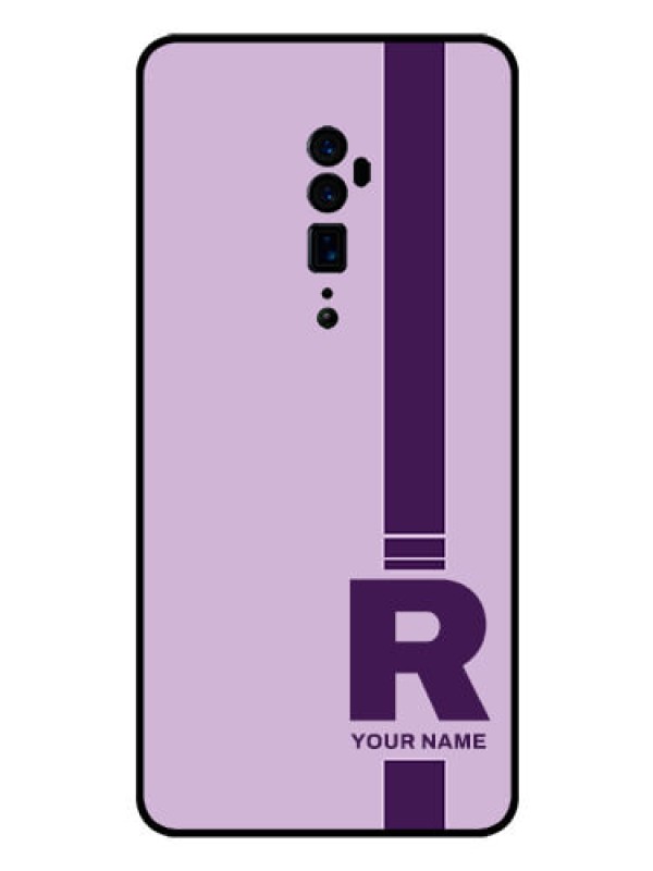 Custom Oppo Reno 10X Zoom Photo Printing on Glass Case - Simple dual tone stripe with name Design