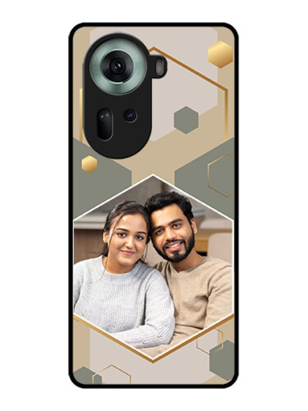 Custom Oppo Reno 11 5G Custom Glass Phone Case - Stylish Hexagon Pattern Design