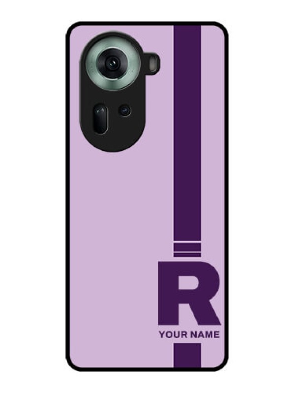 Custom Oppo Reno 11 5G Custom Glass Phone Case - Simple Dual Tone Stripe With Name Design