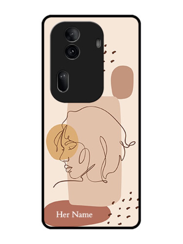 Custom Oppo Reno 11 Pro 5G Custom Glass Phone Case - Calm Woman Line Art Design