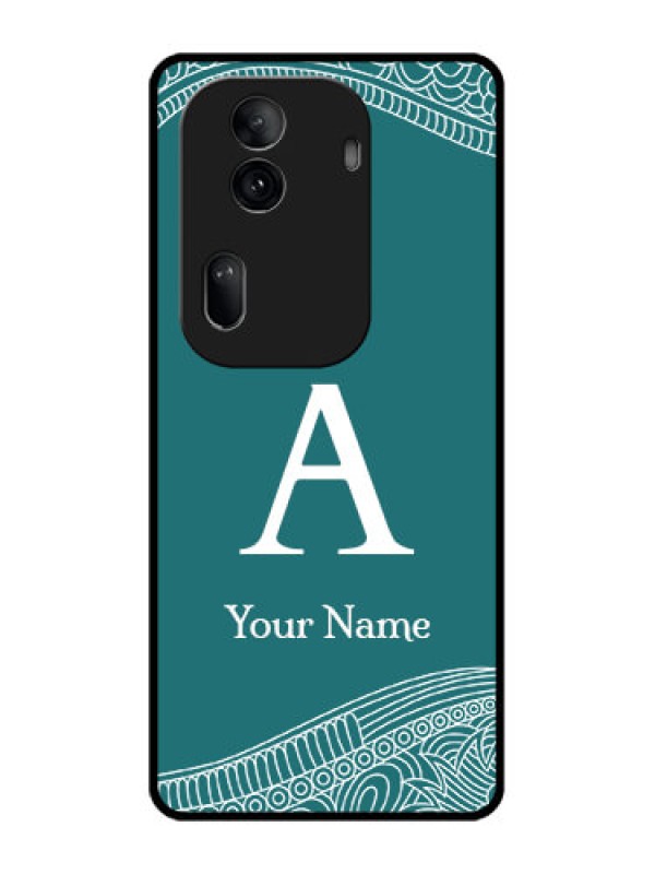 Custom Oppo Reno 11 Pro 5G Custom Glass Phone Case - Line Art Pattern With Custom Name Design
