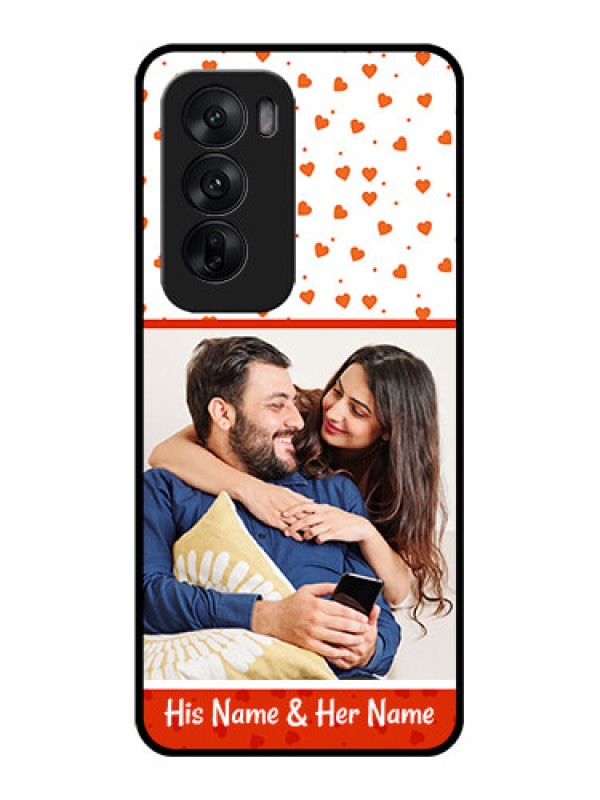 Custom Oppo Reno 12 5G Custom Glass Phone CaseOrange Love Symbol Design